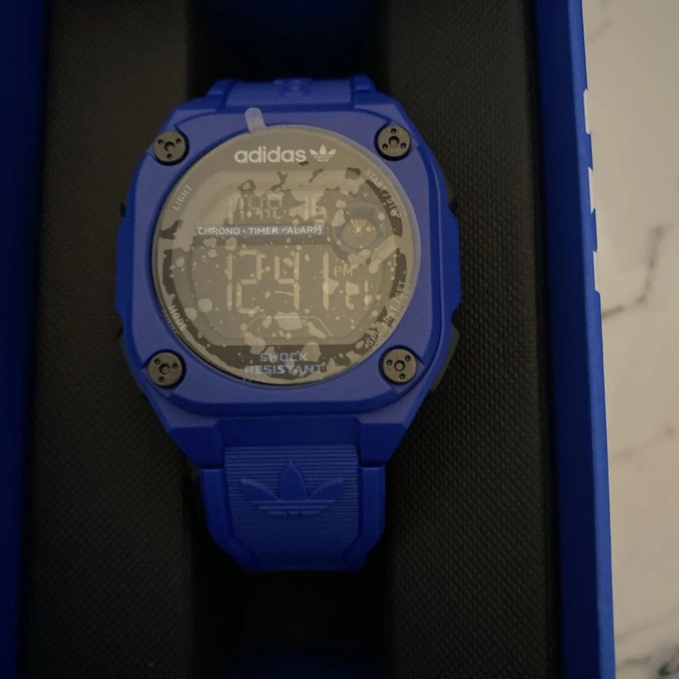 Wristwatch Adidas AOST23061 Digital Resin Blue Chrome City Tech Two RRP £100 - image 3 of 4
