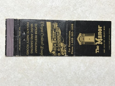#ad AV102 Matchbook Cover The Manor Restaurant Beloit Wisconsin WI $4.99