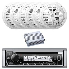 Kenwood Marine Bluetooth CD Radio, 6x 4'' 100W Speakers, 4 Channel Amplifier
