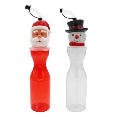 PMS International Weihnachts-Getränkeflasche Mit Flexi-Trinkhalm Weihnachtsdeko