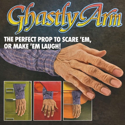 GHASTLY FAKE ARM Sleeve Car Trunk Gag Joke Prank Rubber Old Man Hand Zombie Prop