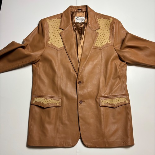 Vintage Skully Leather/Ostrich Panel Western Jacket/Blazer in Men's Size 40 - Picture 3 of 5