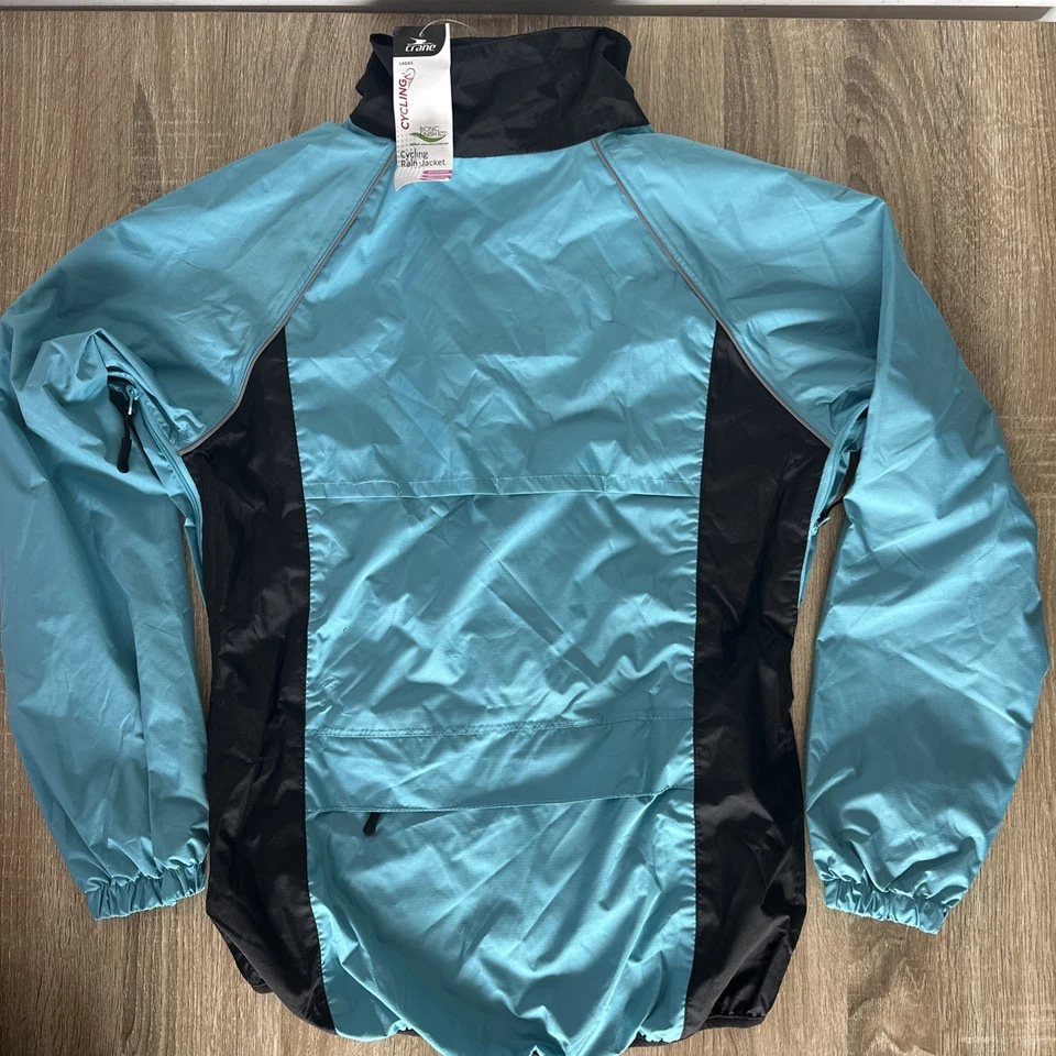 Cycling Rain Jacket Women’s Size UK 8 - 10 High Visibility Stripes Blue By Crane - Image 3 of 4