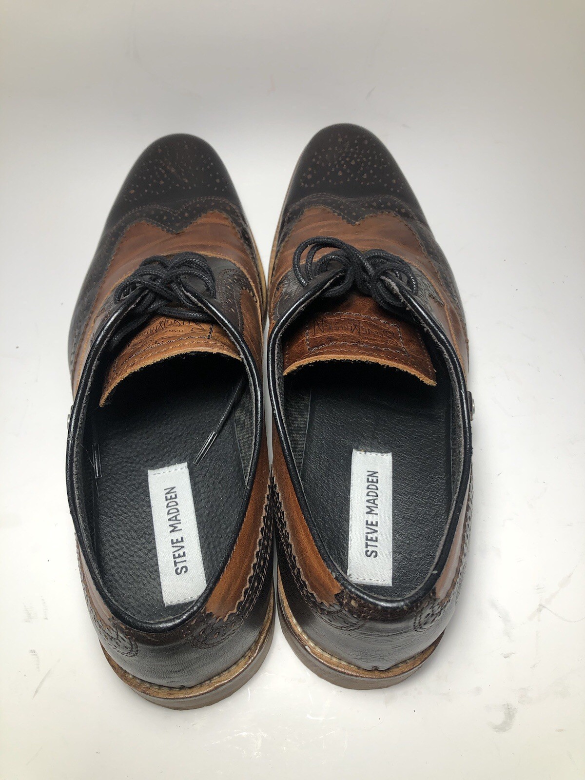 Rare Steve Madden Handmade Wingtip Shoes Men's 11 Brown Leather | Elegant & Stylish image 2