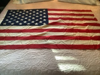 Vintage 50 Star American US Flag Distressed Stained As Is 56x34