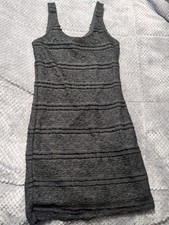 Forever 21 Bodycon Dress Black Lace Ruffle LBD Size Med