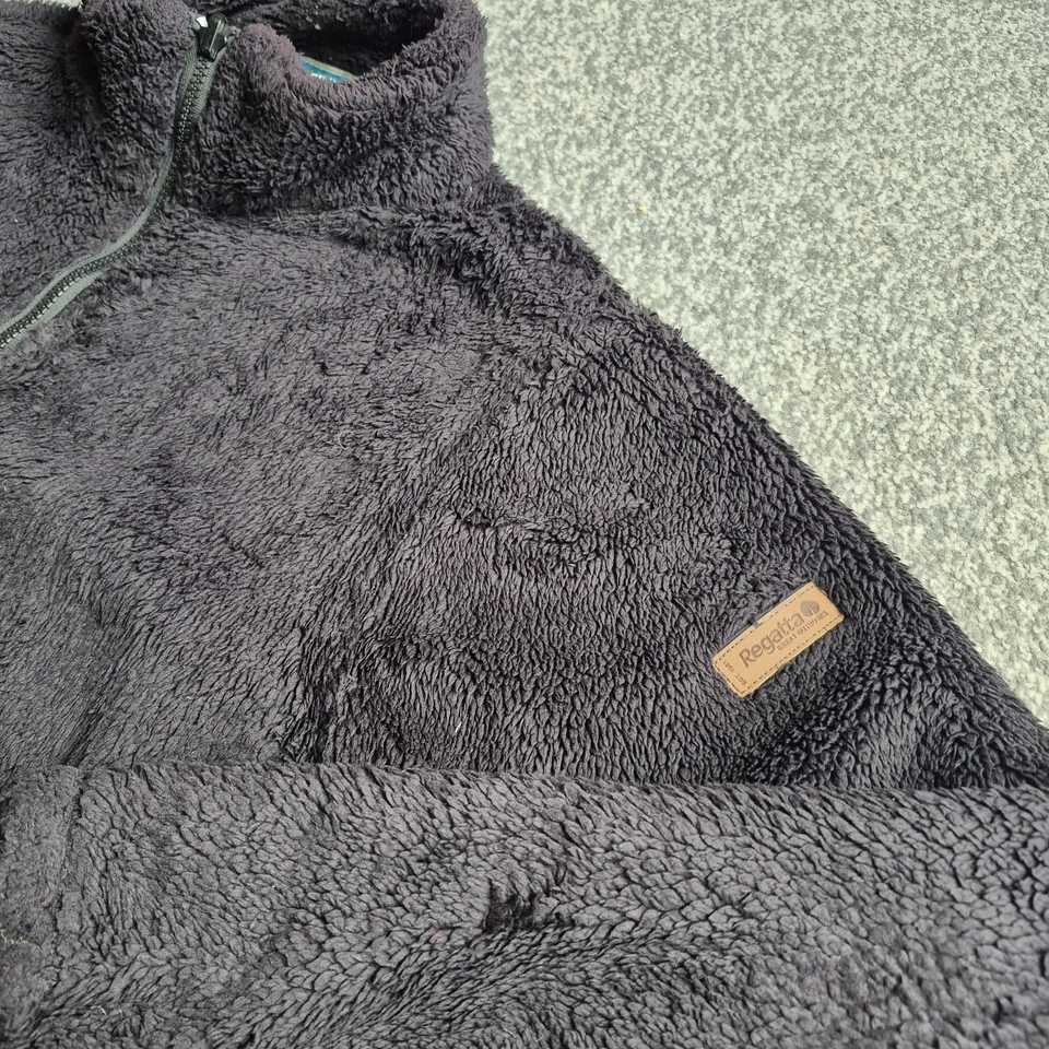 Vintage Regatta Fluffy Fleece Zip Up UK 18 Black - Image 3 of 4