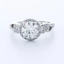 Side Stone Engagement Ring Halo Platinum 2.52 CT Round Lab-Grown Diamond H SI1