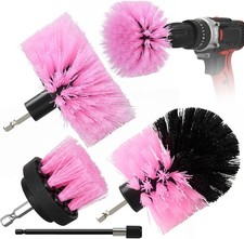 4 Pack Drill Brush Attachment Set Power Scrubber Cleaning Brushes for Tubs Pink