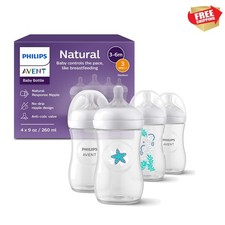 Best of The Bump Award 2024: 4x 9oz Natural Baby Bottles with Flow 3 Nipples