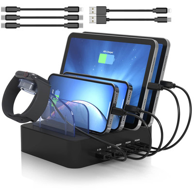 Mstjry Usb C Charging Station For Multiple Devices 90W 5 Ports Multi Charger