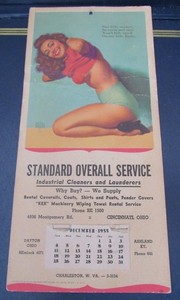 Vintage Earl Moran Pinup Art December 1955 Calendar ~Nice little sweater........