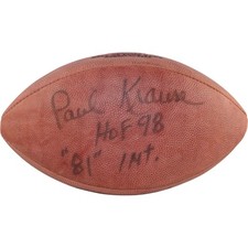 Paul Krause Signed Minnesota Vikings 98 HOF Game Football Deflate Beckett 54986