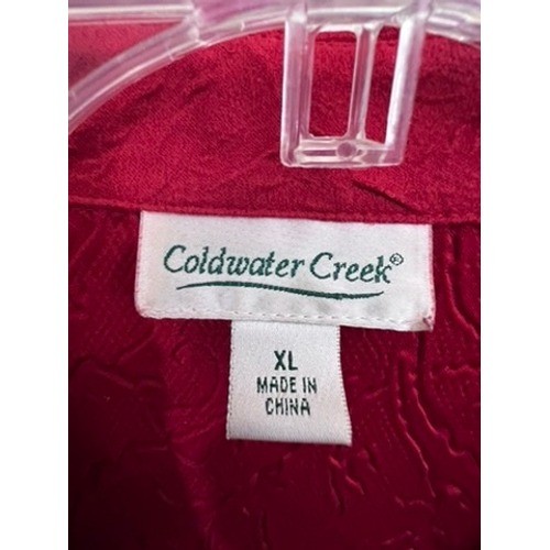 Coldwater Creek rot strukturiert Button Down 3/4 Arm Top XL - Bild 2 von 11