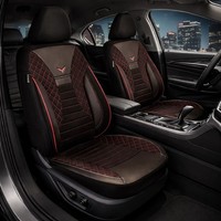 2X SitzbezüGe Passend FüR Vw T5 Caravelle Ab 2003-2015 (Schwarz-Rot) | Vorne