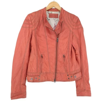 Vintage Milestone Lederjacke Damen Biker Moto Stil Mantel Rot Ap5 Größe 38 - Bild 1 von 4