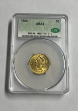 1904 $5 Gold Liberty CACG MS64
