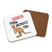 Beware VerrüCkte KäNguru Mann Untersetzer GeträNke-Unterlage - Lustig