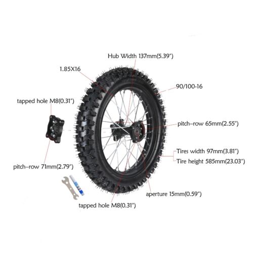 16" Rear 90/100-16 Wheel Tire Rim Swingarm 1.85x16 pit Bike 150cc TTR125 KX100 - Picture 2 of 8