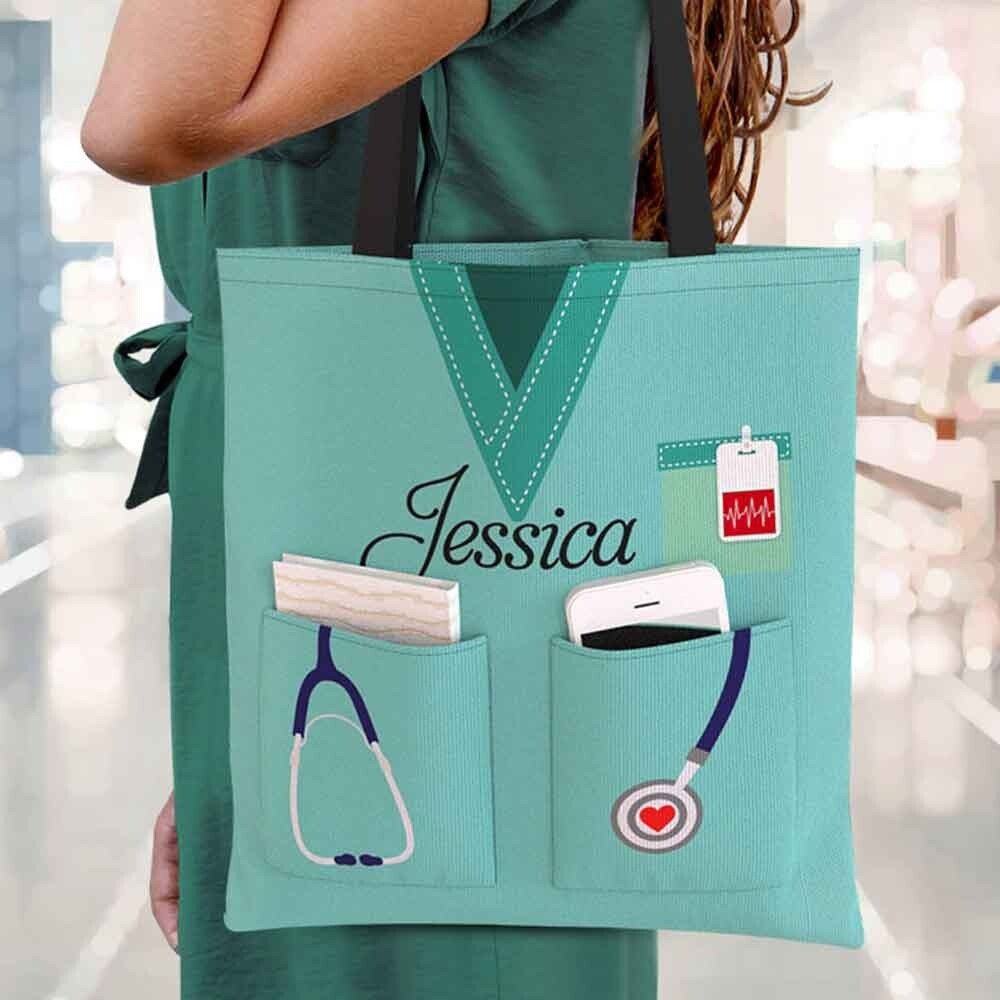 Personalized Nurse Utility Tote Bag, Work Nursing Tote Bag G