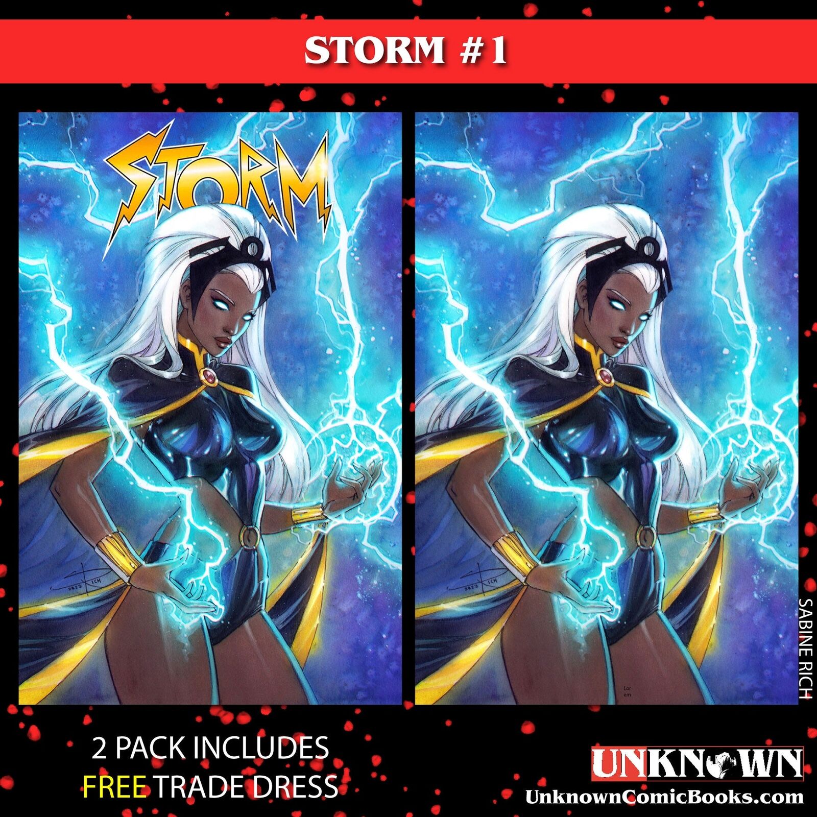 [2 PACK] **FREE TRADE DRESS** STORM #1 UNKNOWN COMICS SABINE RICH EXCLUSIVE VAR