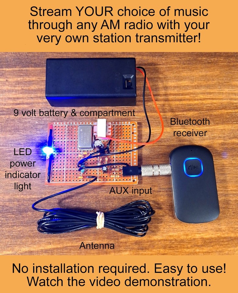 Am Transmitter - Stream Music To Vintage Tube Radios Via 3.5mm Aux, MP3, Or Bluetooth Bluetooth Transmitter - Foto 10