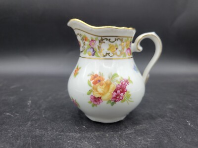Vintage Schumann Bavaria EMPRESS DRESDEN FLOWERS Mini Creamer Height 3'' EUC
