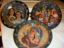 3 Keramikteller mit Indianer-Motiven,Durchmesser 15 cm