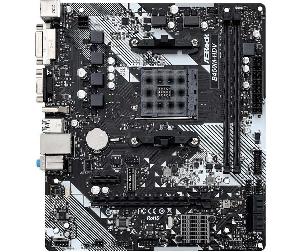 ASRock B450M-HDV R4.0 Scheda Madre PC mATX Socket AM4 Ryzen DDR4 M.2 PCIe 3.0 - Immagine 2 di 4