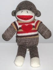 Dan Dee Sock Monkey Striped Heart Sweater 10" Plush Stuffed Animal Valentines