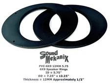 6x9" Plastic Speaker / Spacer Ring PVC-6X9 12MM 5.75" One Pair Made in USA