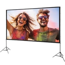 Projector Screen with Stand, 150 inch 16:9 4K 1080 HD Outdoor Movie Screen