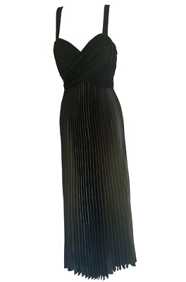 BETSY & ADAM ABSCHLUSSBALLKLEID olivgrün & schwarz plissiert Ombre Größe 8, 10