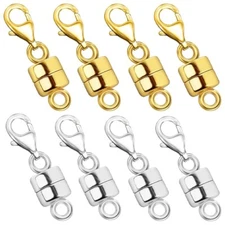 Magnetic Necklace Clasp with Lobster Clasp,14K Gold and Silver Magnetic Jewelry 