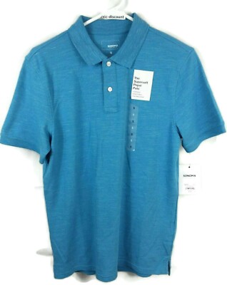 SONOMA Mens Supersoft Short Sleeve Pique Polo Shirt Lennon Blu Size S B2 