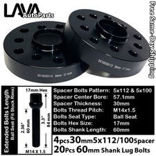 4pc 30mm Thick 5x112 5x100 57.1mm C.b Wheel Spacer 14x1.5 Bolt Fit Volkswagen