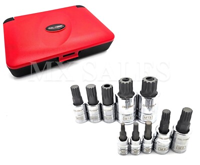 10 Pc XZN 12 Point MM Triple Square Spline Bit Socket Set S2 Steel Bits ...