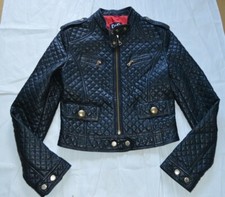 D&g Dolce Gabbana Black Quilted Leather Zip Bomber Biker Jacket Coat It42 Uk10