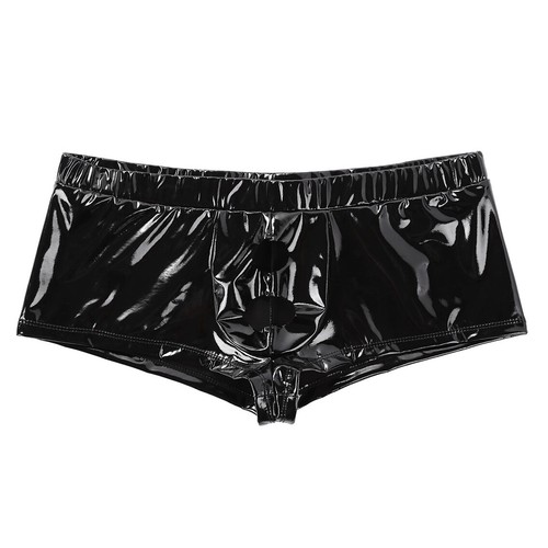 UK Mens Wetlook Latex Leather Boxer Shorts Open Penis Hole Briefs Underwear - Picture 10 of 45