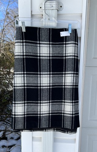 NWT Talbots Great With Tights Black White Plaid Lined Wool Blend Skirt 22W - 第 1/3 張圖片
