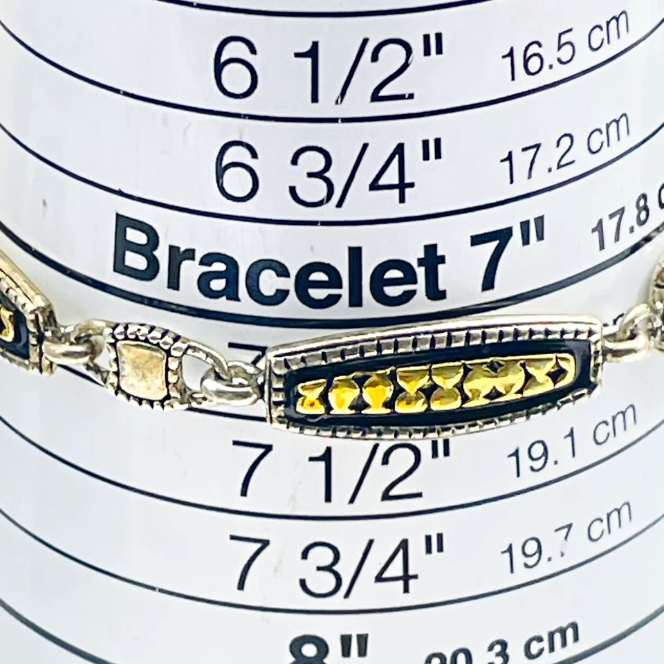 PREMIER DESIGNS Pulsera de Eslabones Esmalte Negro Tono Dorado Ropa de Trabajo Clásica Carrera Foto 4 de 4