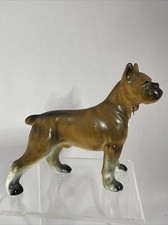 Vintage Ceramic Boxer Dog With Chain Loop To Neck Figurine Decor
