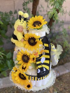 sunflower diaper cake