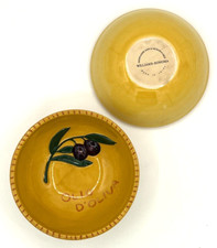 William Sonoma OLIO D’OLIVA (Olive) Tuscany Gold Yellow Dipping Bowls Set of 2