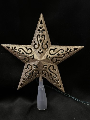 Christmas Star Tree Topper Gold Glitter Lighted 8 3/4” - Picture 2 of 2