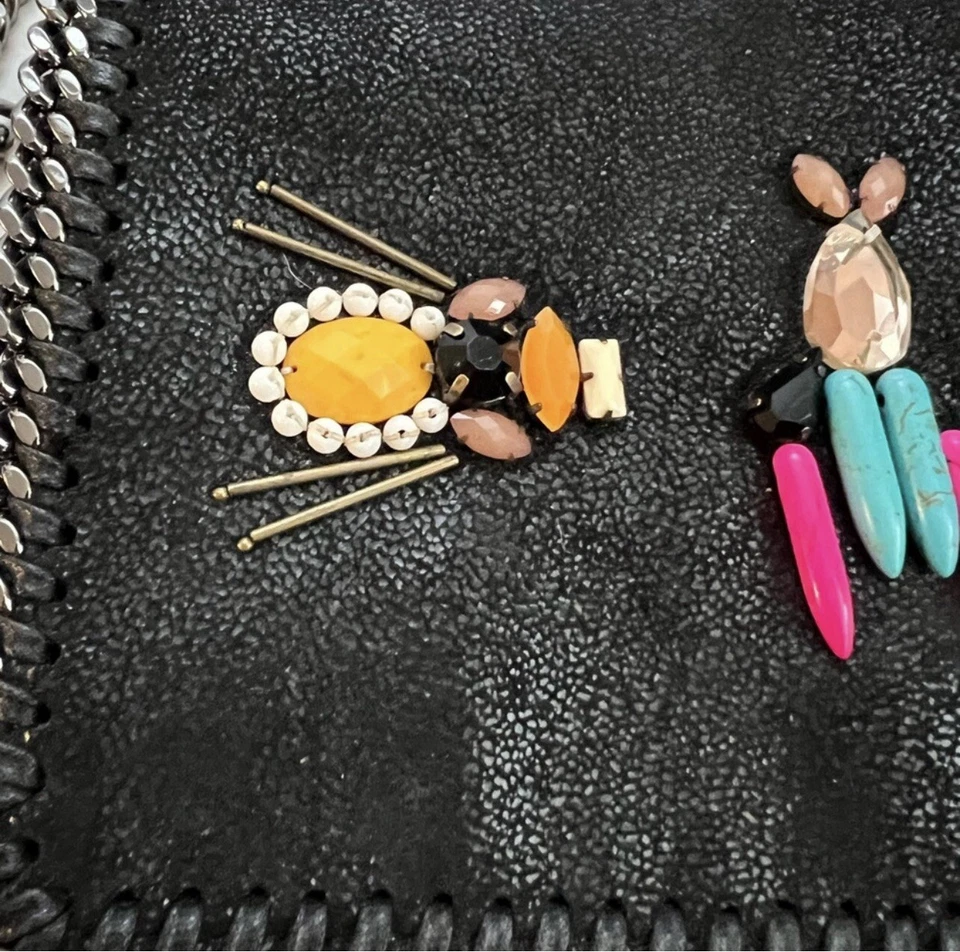 Stella McCartney Falabella Black Faux-Leather Beaded Embroidered Crossbody Bag - Image 4 of 4