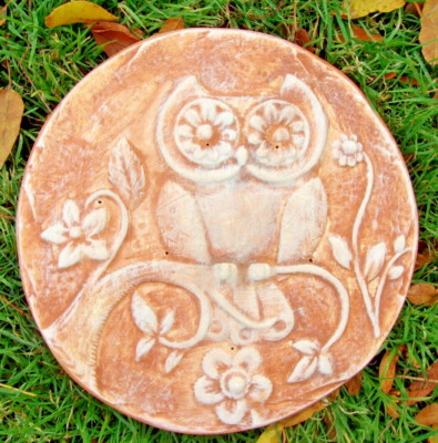 Owl mold plaster cement concrete decorative plaque hoot mould 7''x 1/2''
