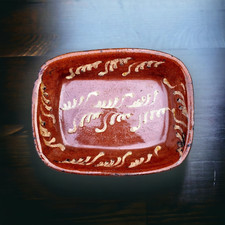 Mid 19th Century Welsh Antique Earthenware Buckley Ware Slipware Baking Dish