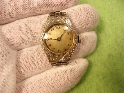 STUNNING VTG ANTIQUE LADIES 14K WHITE GOLD ART DECO BULOVA  display picture 3
