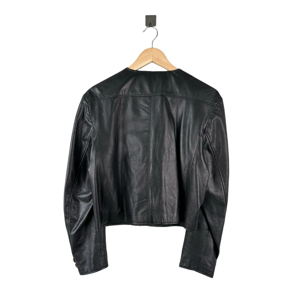 Chaqueta Blazer Mujer Vintage Años 90 Cuero AMI Negra Talla L Foto 2 de 4